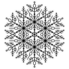 Round snowflake. Abstract winter black and white ornament