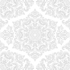 Seamless classic light silver pattern. Traditional orient ornament