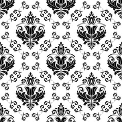 Naklejka premium Damask classic black and white pattern. Seamless abstract background with repeating elements