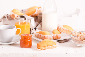 Breakfast with plumcake. 