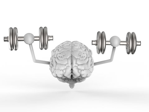 Brain Holding Dumbbells