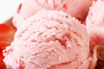detail of strawberry ice cream