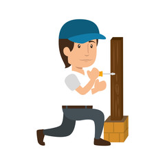 Worker man cartoon icon vector illustration graphic design
