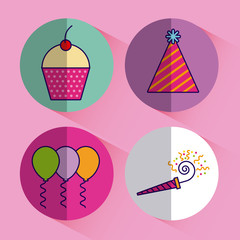 badges for party or celebration happy birthday related icons image vector illustration design 