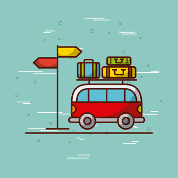 bus on the road travel related icons image vector illustration design 