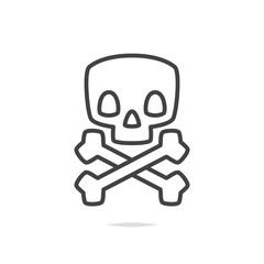 Skull and crossbones line icon vector
