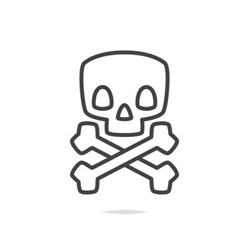 Skull and crossbones line icon vector