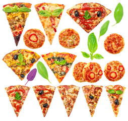 Pizza Slices Set Isolated on White Background