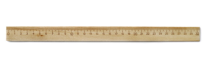 Wooden ruler isolated on white background