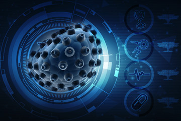 3d rendering Virus bacteria cells background