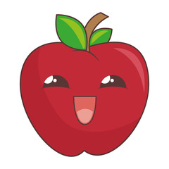 apple fresh fruit comic character vector illustration design