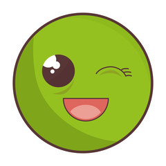 cute face emoticon kawaii character vector illustration design