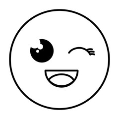 cute face emoticon kawaii character vector illustration design