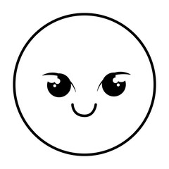 cute face emoticon kawaii character vector illustration design