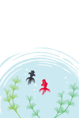 金魚　背景イラスト