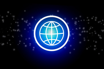 Globe icon on a dark abstract background - communication concept