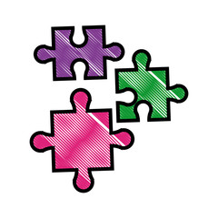 drawing puzzle pieces object shape work vector illustration