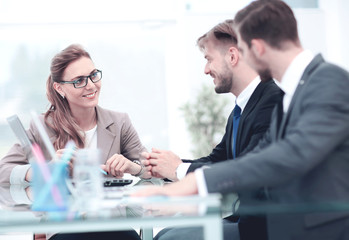 Business meeting. Focus on beautifull business woman