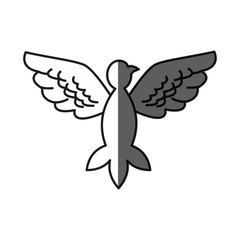 bird pigeon freedom peace wings open shadow vector illustration