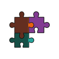 puzzle pieces team work innovation shadow vector illustration