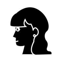 profile head woman female long hair silhouette vector illustration