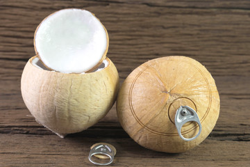 fresh coconut drink, coconut with pull ring