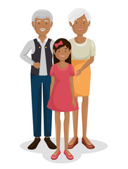 Couple of grand parents with granddaughter vector illustration design