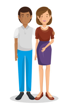 Couple of young parents vector illustration design