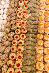 Cake pastries in bakery typical from Italy.