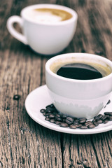 Coffee cup and beans