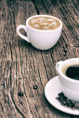 Coffee cup and beans