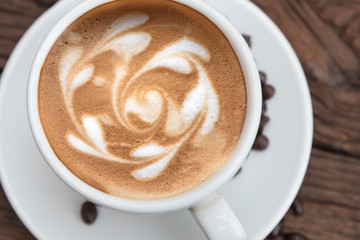 Coffee cup and beans