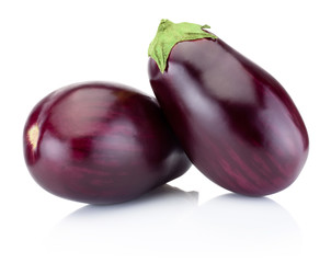 Two brinjal isolated on a white background