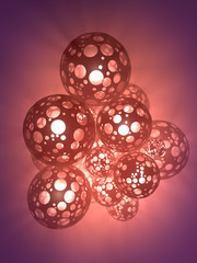 Abstract group of spheres with holes. 3d rendering