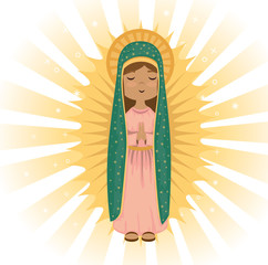 holy virgin of guadalupe religious card vector illustration design