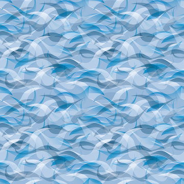 Sea ocean waves seamless pattern, vector illustration