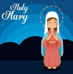 holy mary religious card vector illustration design