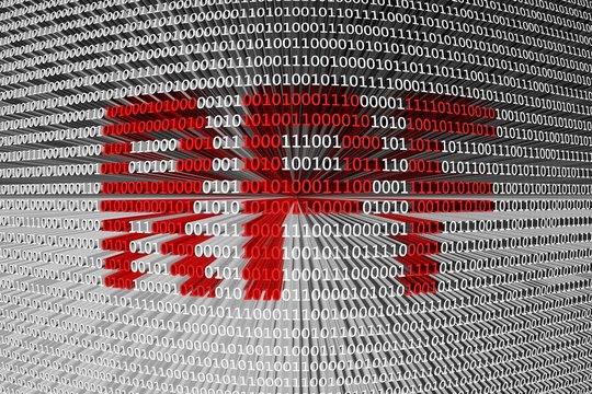 RPF in the form of binary code, 3D illustration