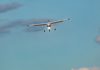 Fototapeta na wymiar Unmanned aerial vehicle (UAV) in blue sky.