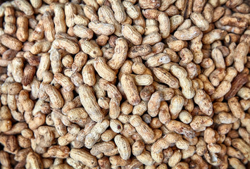 Peanuts. texture background. Raw peanuts in market.