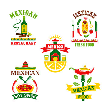 Vector icons set for mexican restaurant