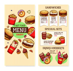 Vector fast food burgers menu template