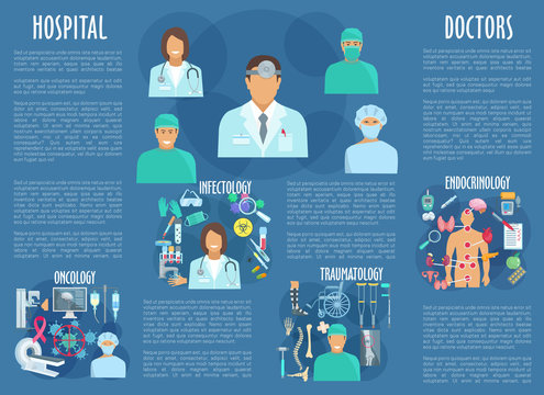 Vector medical poster with hospital doctors
