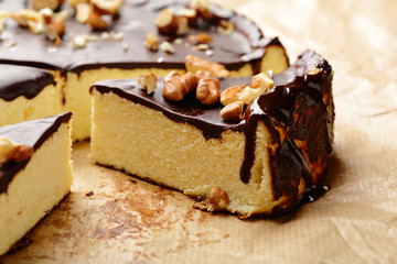 Slice of cheesecake closeup