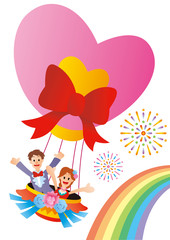 ハートの気球でハネムーン