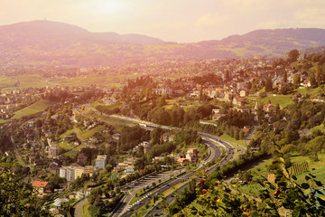 Beautiful view Montreux city on a sunny summer day, Canton of Vaud, Switzerland