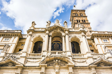Fototapeta na wymiar Facade of the Papal Basilica of Saint Mary Major