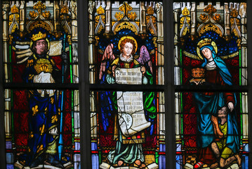 Stained Glass - Saint Louis of France, Angel, Saint Elizabeth of Hungary