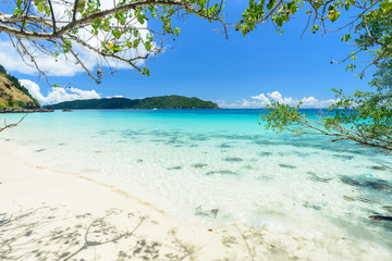 Fototapeta na wymiar Landscape of sea white sand beach in Andaman sea,myanmar