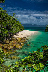 Naklejka na ściany i meble Nudey Beach on Fitzroy Island, Cairns area, Australia, Great Barrier Reef.